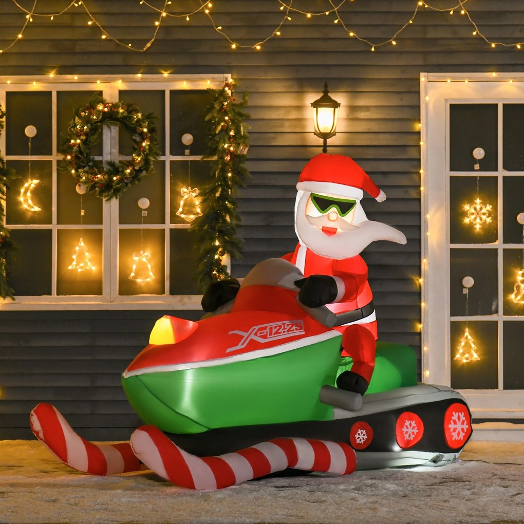HOMCOM Mos Craciun gonflabil cu Lumini LED Integrate, Ornament de Craciun pentru Exterior, Decoratiune de exterior | Aosom Romania