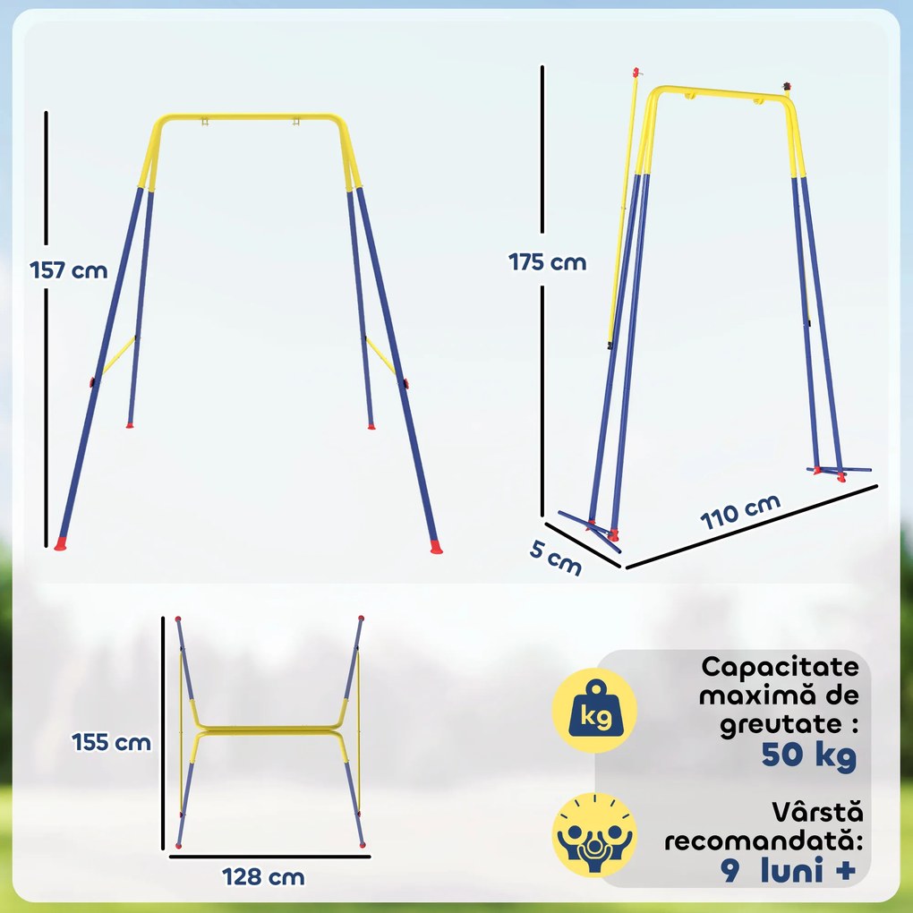 AIYAPLAY Cadru pentru Leagăn de Grădină din Oțel, Anti-UV, Gri | Aosom Romania