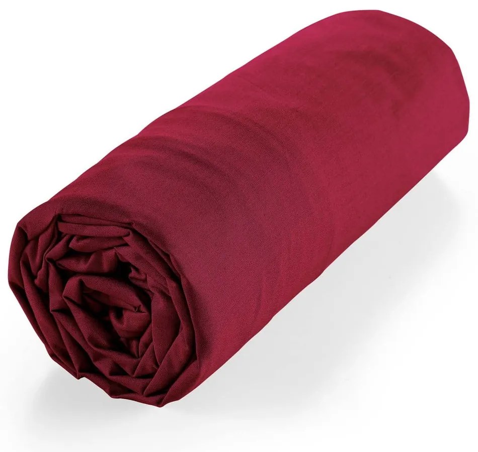 Cearceaf roșu din bumbac organic cu elastic 140x190 cm Biolina – douceur d'intérieur