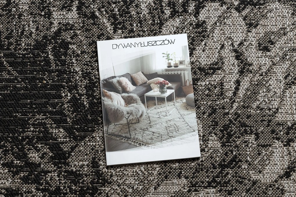 Covor sisal Floorlux 20491 Flori argintiu si negru