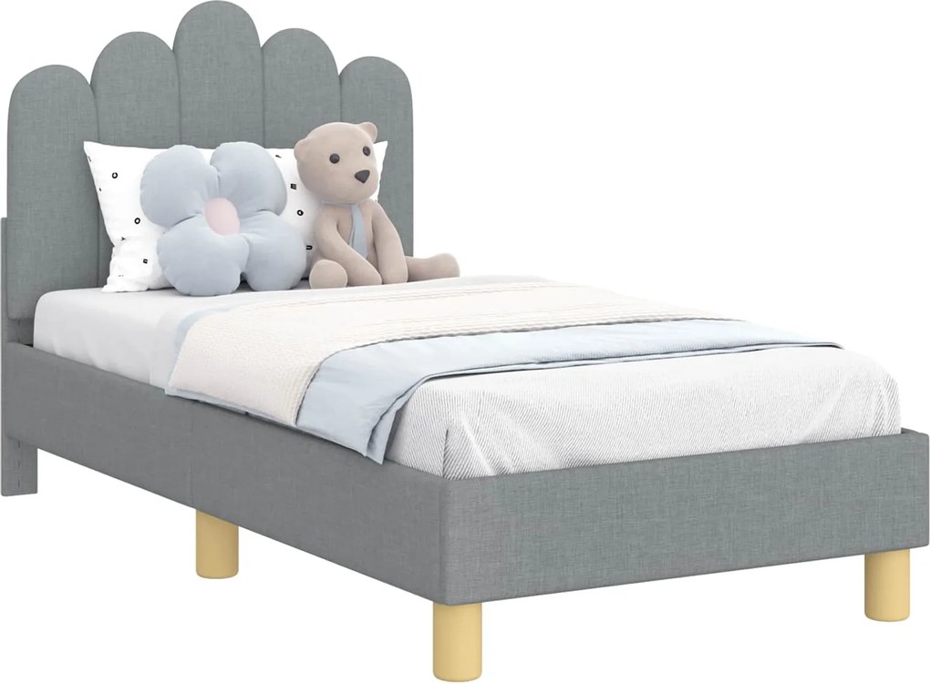vidaXL Cadru de pat pentru copii cu spătar Gri deschis 70 x 140 cm
