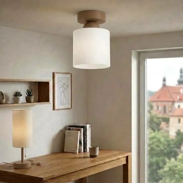 BRILAGI - Plafonieră LED RETRO GLASS 1xE27/60W/230V Ø 10 cm bej/alb