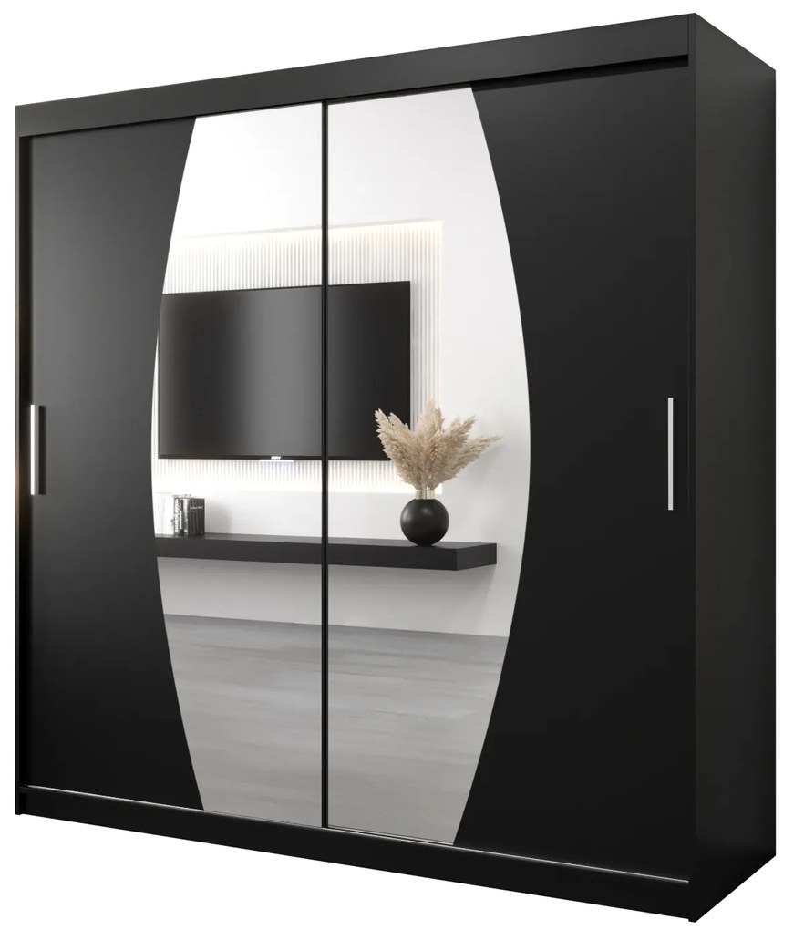 Dulap de haine 200 cm Eclipse (Negru mat + Negru mat). 1063432