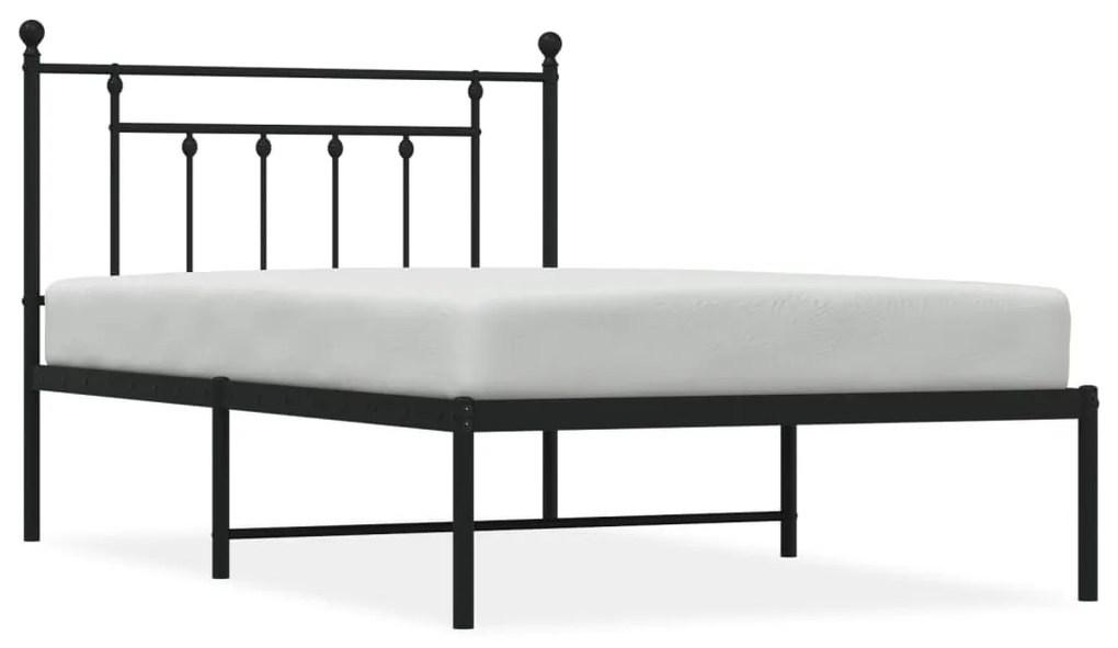 353532 vidaXL Cadru de pat din metal cu tăblie, negru, 100x200 cm