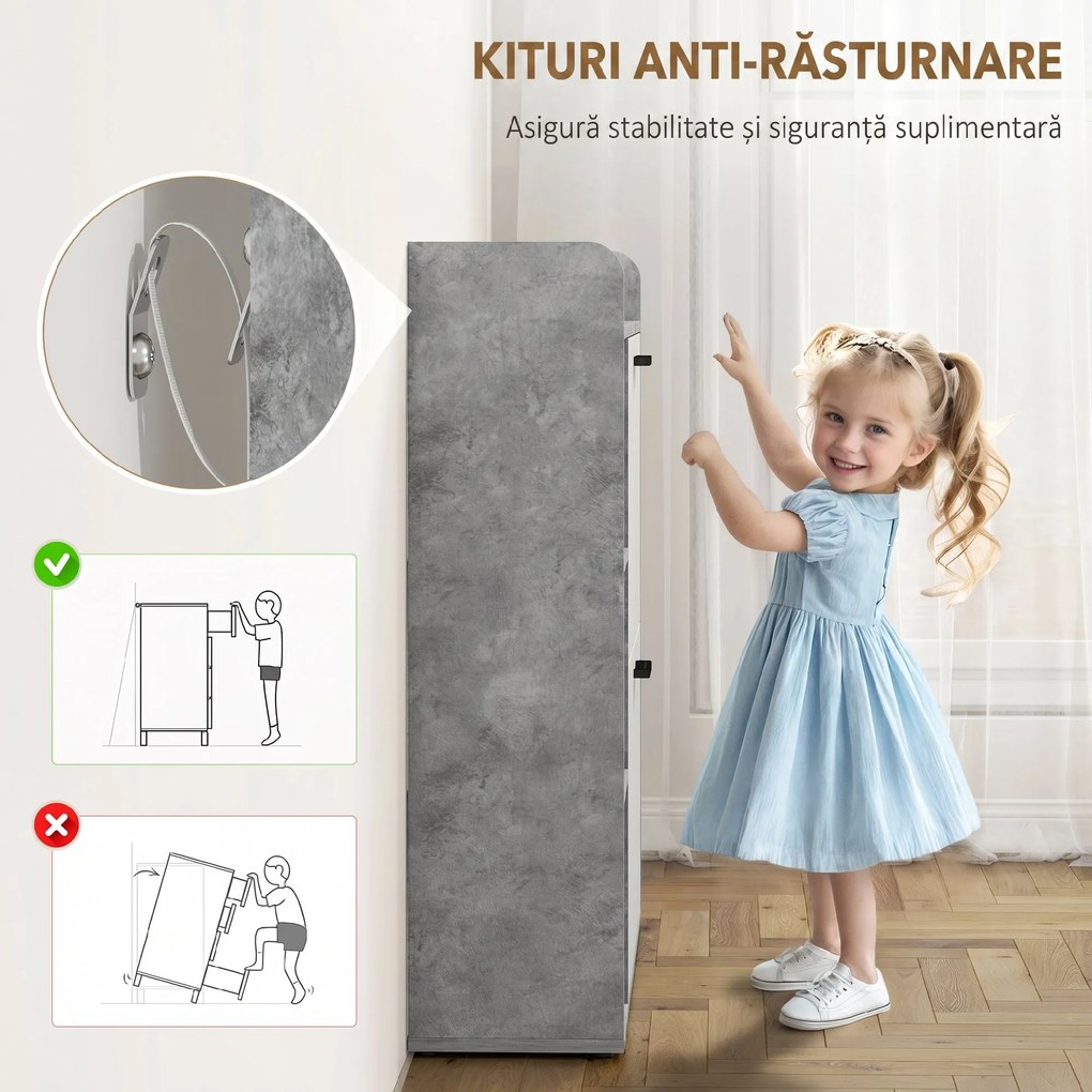 HOMCOM Dulap pentru pantofi slim cu 2 sertare rabatabile, Capacitate 15 perechi de pantofi, 83x24x90.5 cm, Gri | Aosom Romania