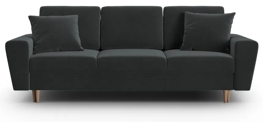 Canapea gri închis extensibilă, cu spațiu de depozitare cu tapițerie din catifea 235 cm Kyoto – Cosmopolitan Design