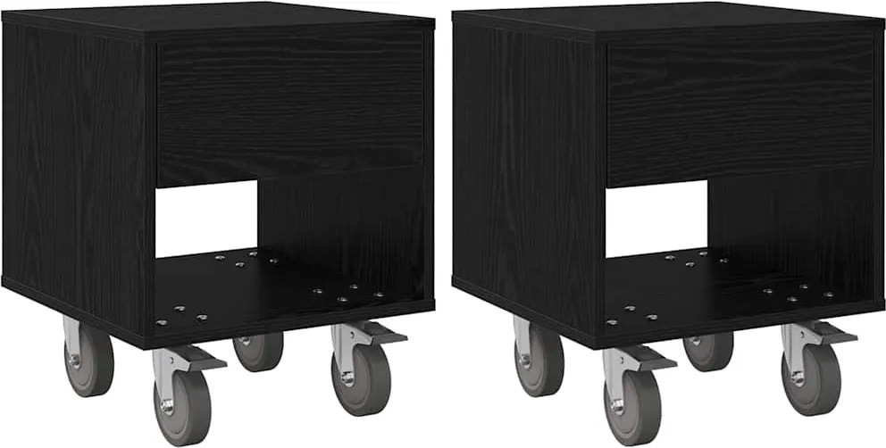 vidaXL Noptieră 2 pcs Stejar Negru 40,5 x 40 x 48 cm Lemn compozit