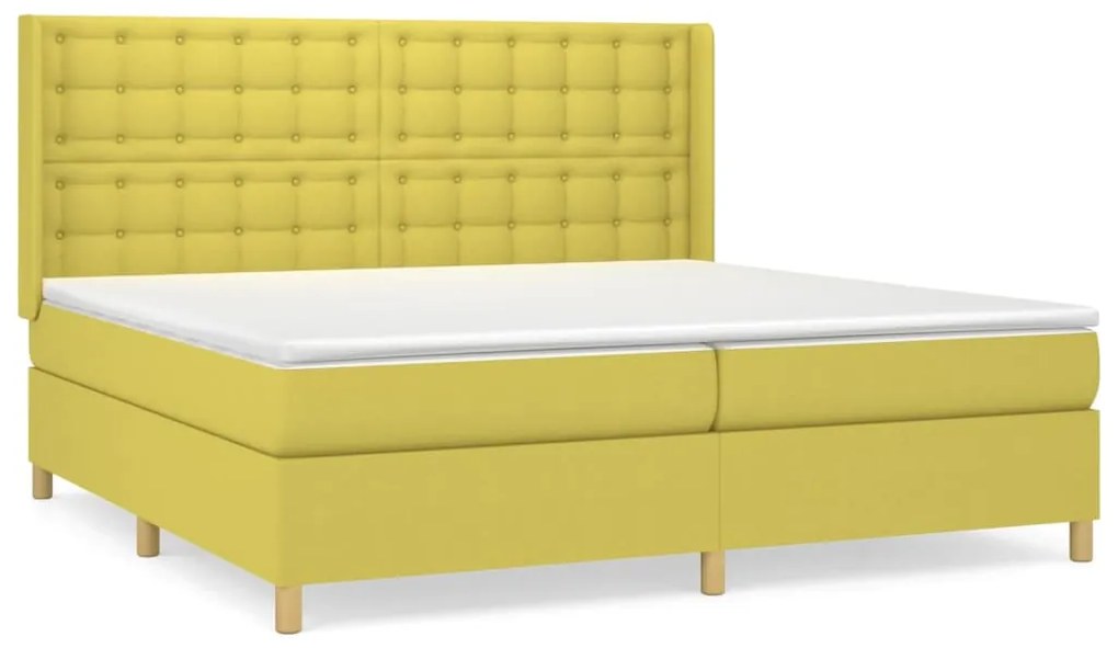3132344 vidaXL Pat box spring cu saltea, verde, 200x200 cm, textil