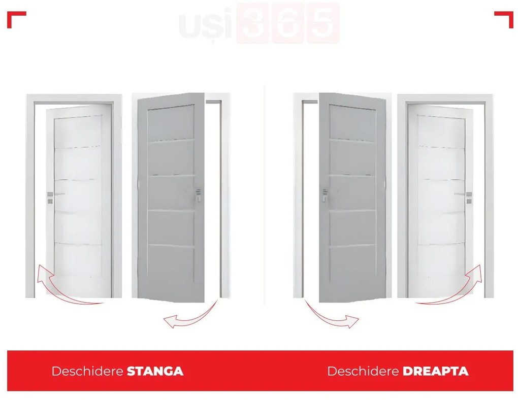 Usa de interior cu toc fix sau reglabil HDF PAL - Culoare Alb DR, Toc fix - Cu pervaz, 700 x 2080