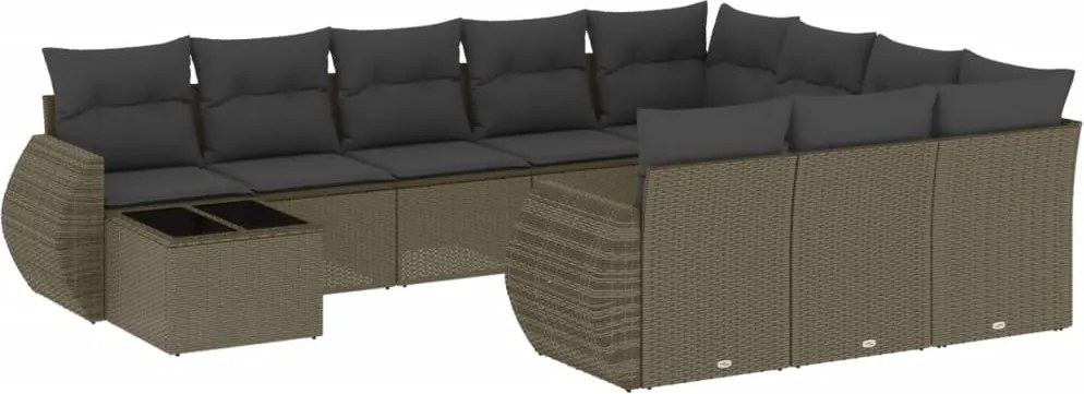 vidaXL Set canapele de grădină cu perne, 11 piese, gri, poliratan