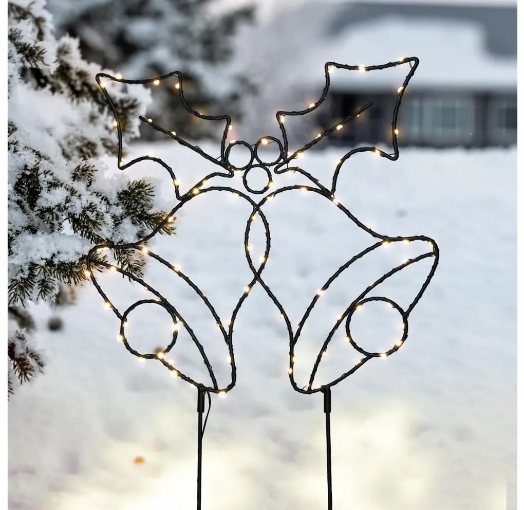 Brilagi - Decorațiune LED de Crăciun cu clopoței pentru exterior, 55x32 cm, alimentare 3xAA, IP44
