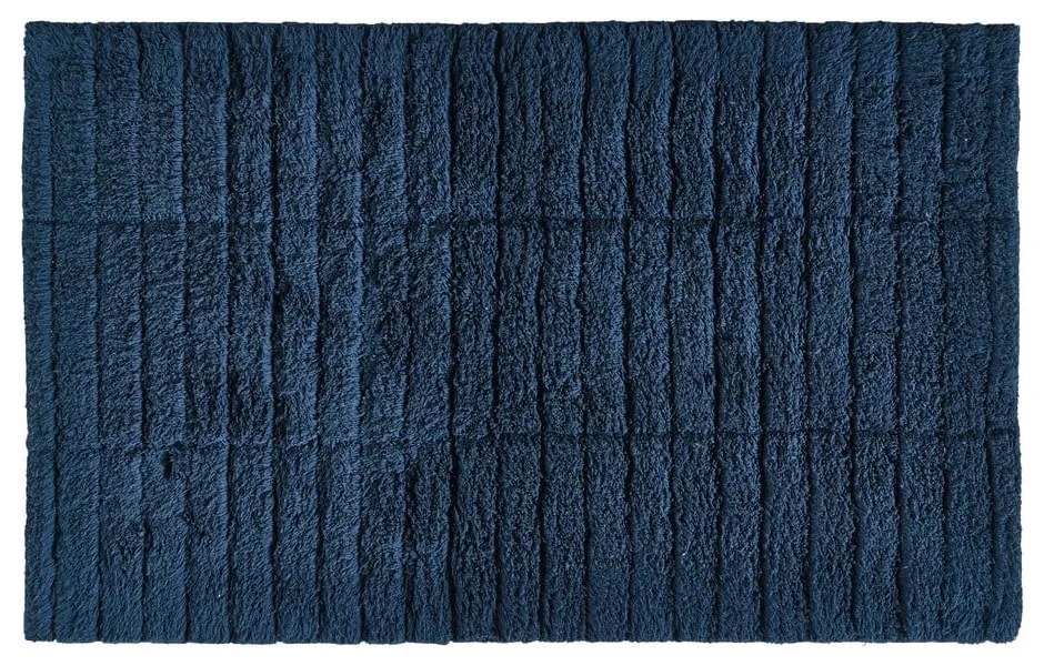 Covoraș din bumbac pentru baie Zone Tiles, 80 x 50 cm, albastru închis