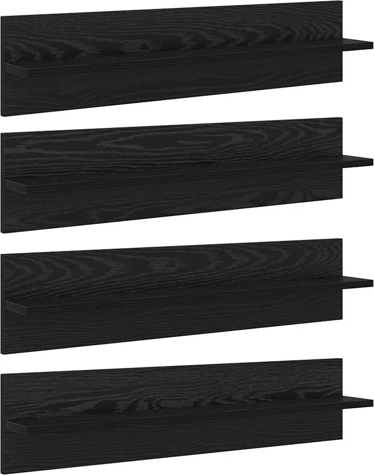 vidaXL Șemele de perete cu raft 4 pcs Stejar Negru 80 x 11,5 x 18 cm