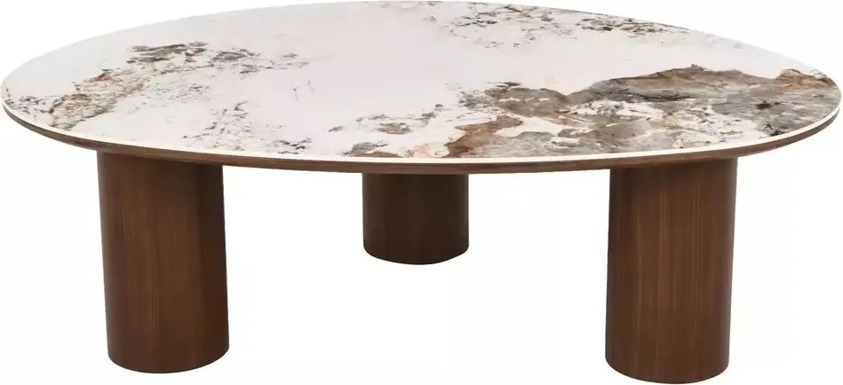 Măsuță de cafea Adelis alb lucios / nuc – L110 x l80 cm