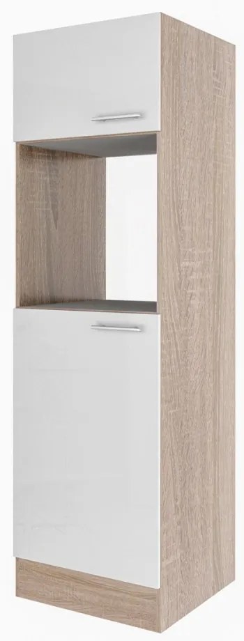 Dulap de cămară Yorki anii '60, corp din stejar Sonoma, față alb satinat