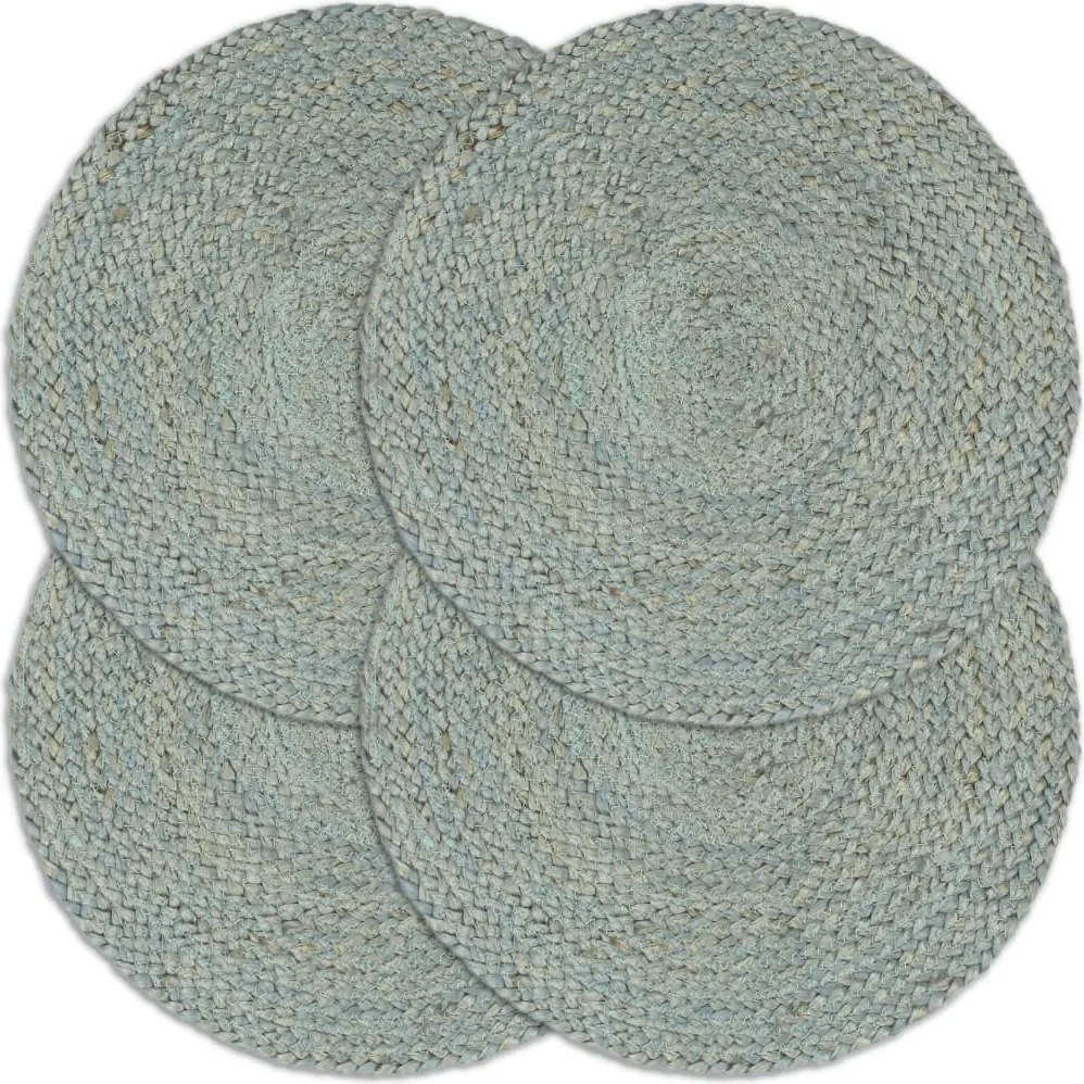 vidaXL Naproane, 4 buc., verde olive, 38 cm, iută, simplu, rotund