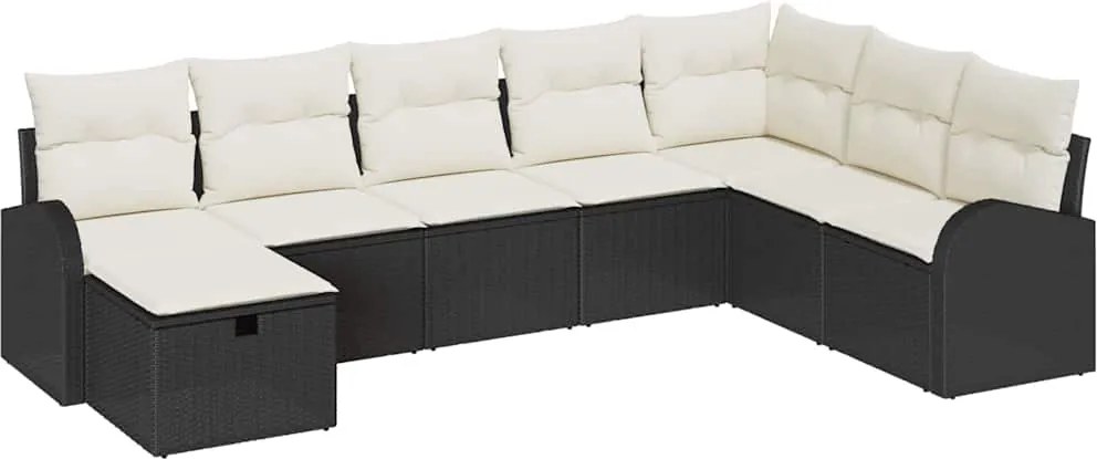 vidaXL Set de canapele pentru grădină cu pernă 8 pcs Negru Rattan poli