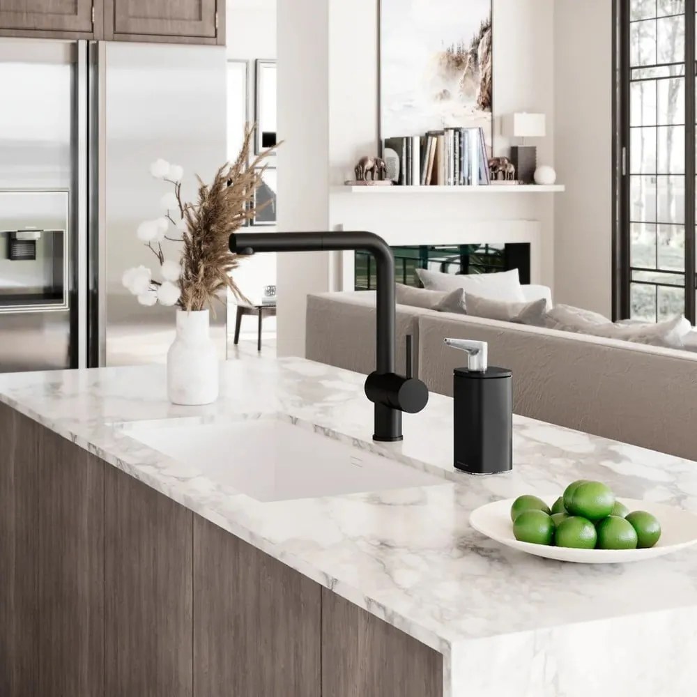 Dozator de săpun lichid negru mat din oțel 295 ml – simplehuman