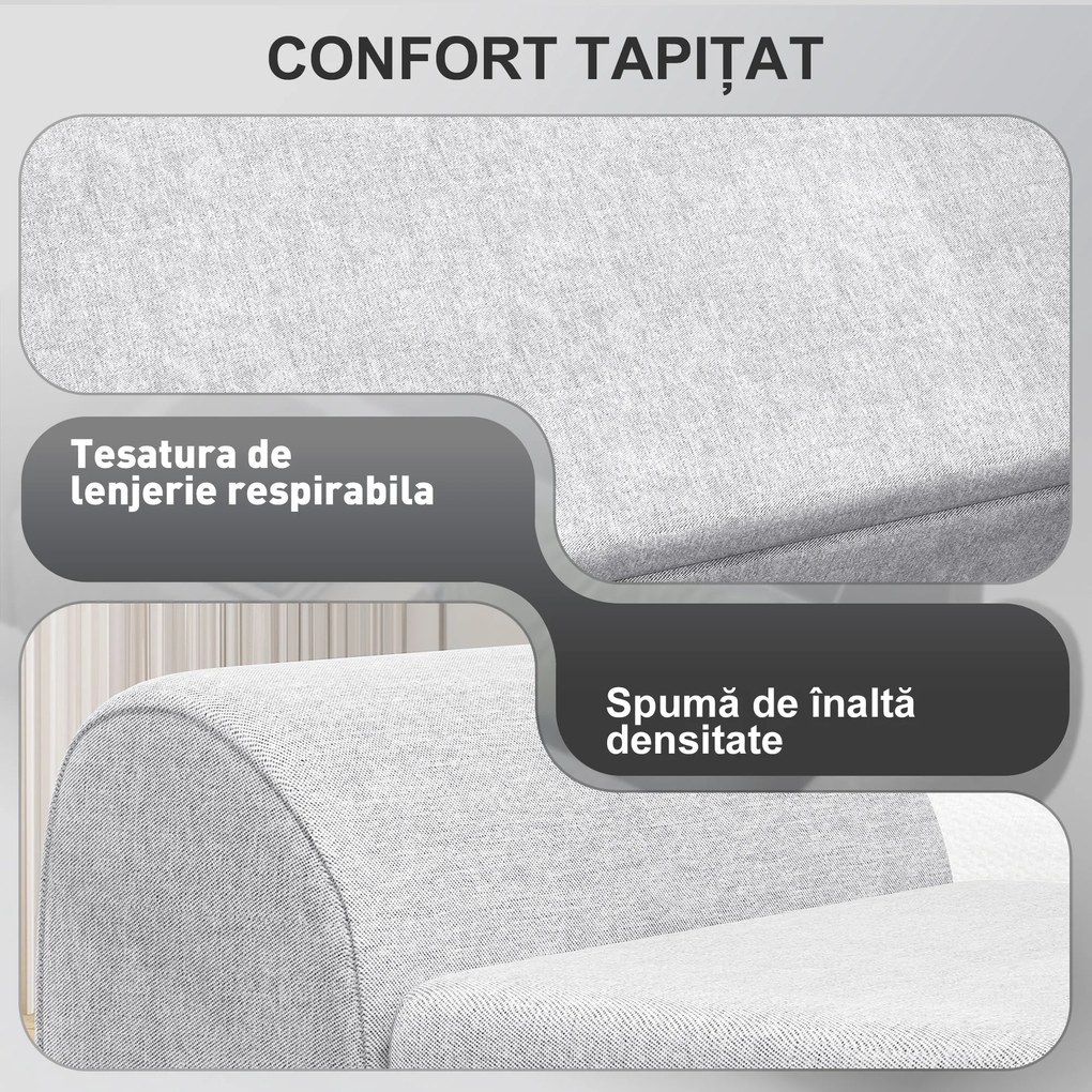HOMCOM Bancă cu Spațiu de Depozitare cu Cotiere din Țesătură și Lemn 132x42x50 cm Gri | Aosom Romania
