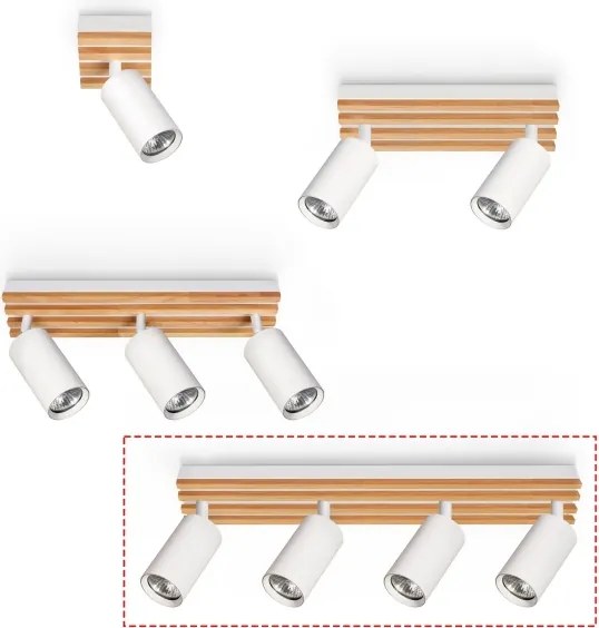 Brilagi - Spot SELE WOOD 4xGU10/30W/230V alb/lemn