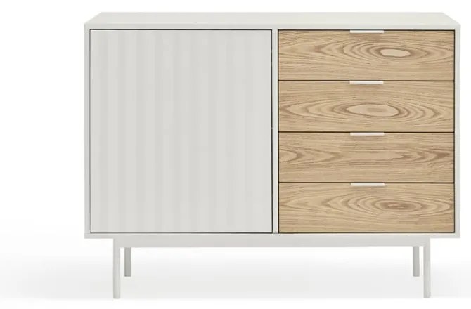 Comodă albă/în culoare naturală joasă cu aspect de lemn de stejar 108x80 cm Sierra – Teulat