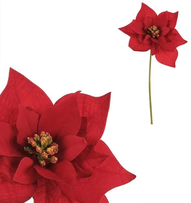 Set de Flori de Crăciuniță pe tulpină, 2 bucăți, roșii, 32 cm