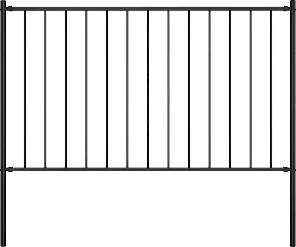 vidaXL Panou de gard Woerden cu stâlpi din oțel 1,7x0,75 m negru