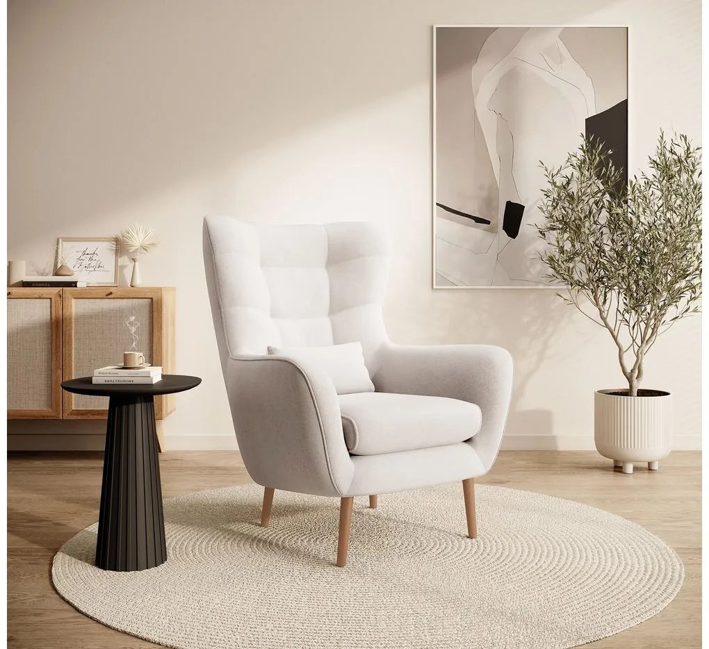 Fotoliu cu suport picioare Veneza VZ1 (crem + fag). 1098942