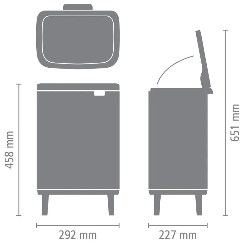 Cos de gunoi Brabantia Bo Small Hi 1006647, 12 L, Deschidere lina si silentioasa, Baza antiderapanta, Alb