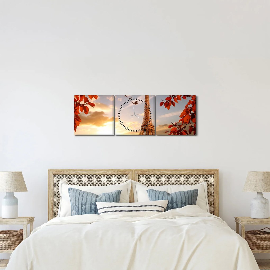 Tablou - Paris (cu ceas) (90x30 cm)