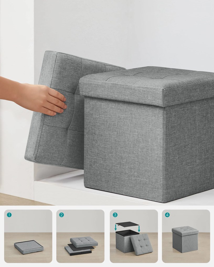 Taburet cu spatiu de depozitare OTTOMAN 30x30 cm, gri