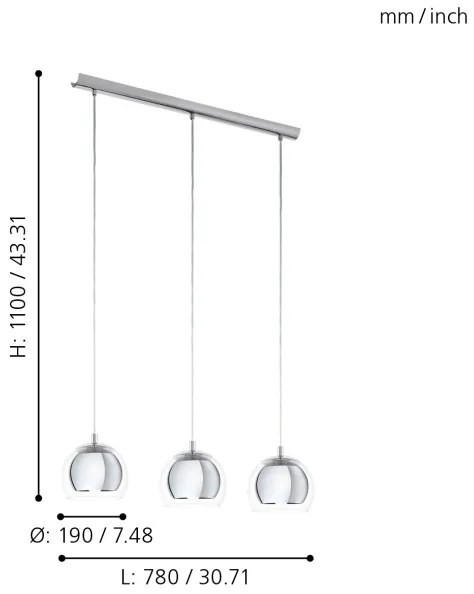 Eglo 94593 - Lustra ROCAMAR 3xE27/60W/230V