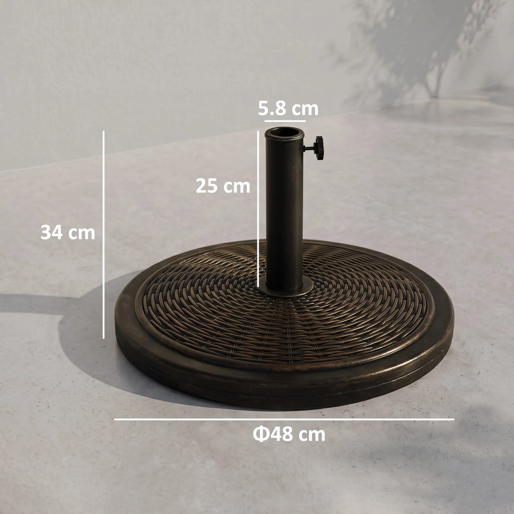 Outsunny Bază Umbrelă 14kg, Ciment și Plastic, Efect Ratan, Bronz | Aosom Romania