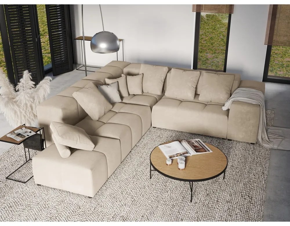 Spătar pentru canapea modulară bej cu tapițerie din catifea Rome Velvet - Cosmopolitan Design