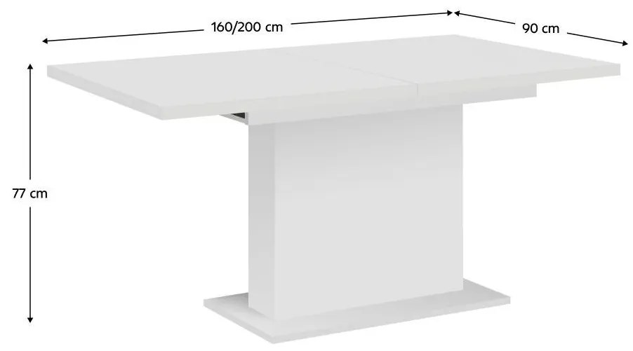 Masă de sufragerie extensibilă Bovata (alb) (pentru 6-8 persoane). 1097144