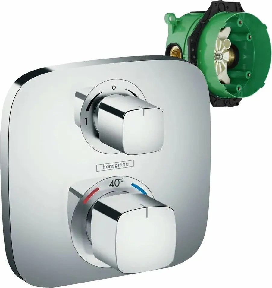 Baterie dus termostatata Hansgrohe Ecostat E incastrata plus corp incastrat iBox