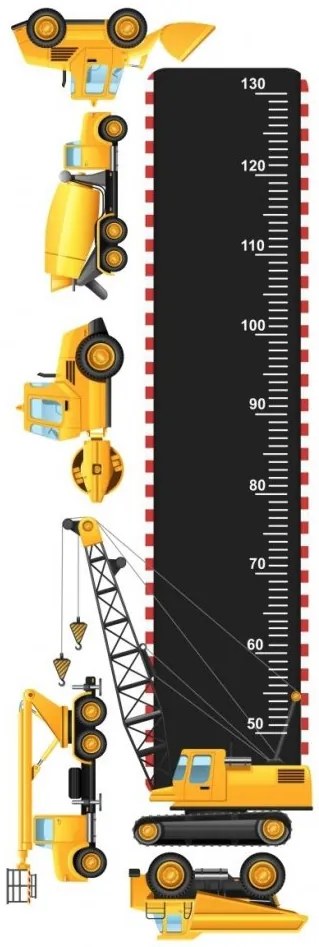 Autocolant riglă de perete uimitor, pentru băieți, cu mașini 40 x 120 cm