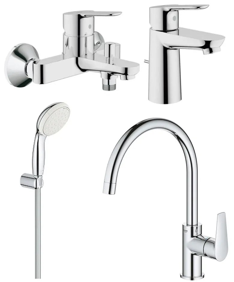 Set baterii baie si bucatarie Grohe Bauedge porter (23328000,23334000,27799001,31367001)