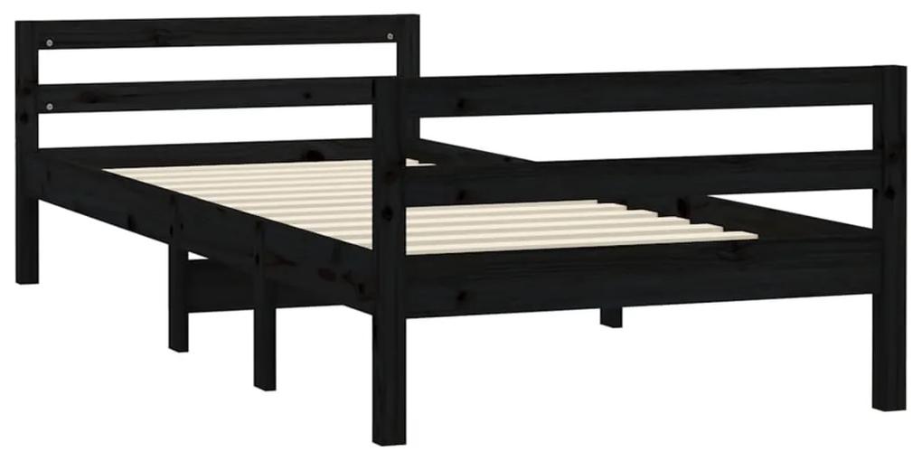 Cadru de pat, negru, 80x200 cm, lemn masiv de pin