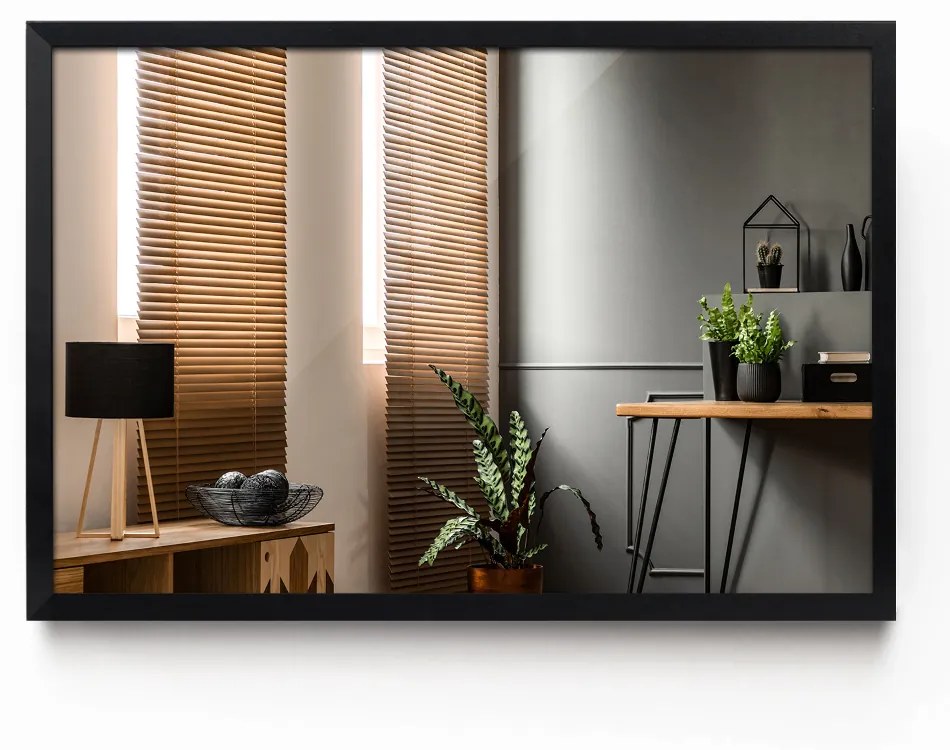 Oglinda decorativa dreptunghiulara Cadru MDF negru 100x70 cm
