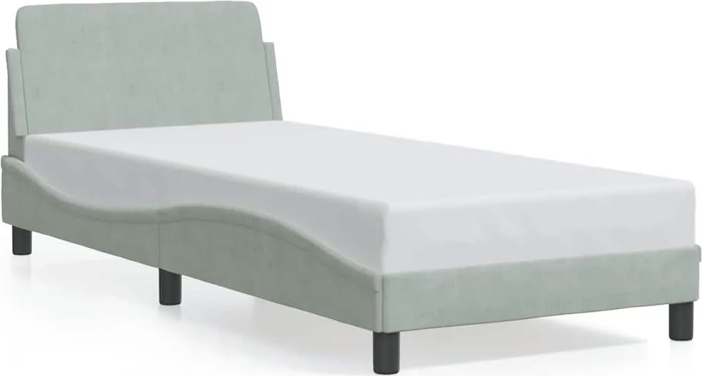 vidaXL Cadru de pat, Dover, gri deschis, 90x190 cm, catifea