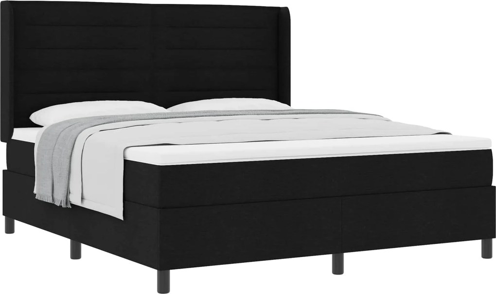 vidaXL Pat cu arcuri cu saltea Negru 200 x 180 cm țesătură