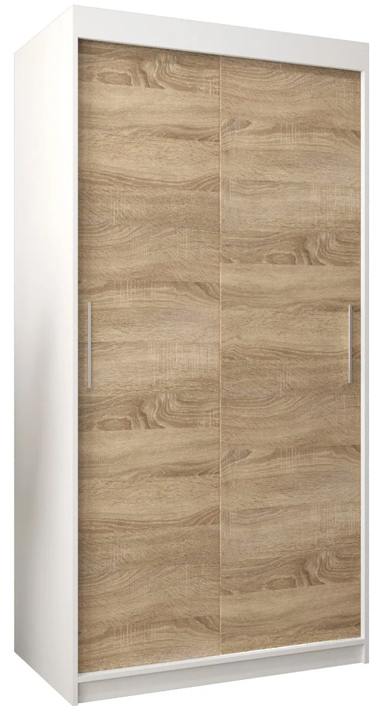 Dulap de haine 100 cm Toki (alb mat + stejar sonoma). 1064792