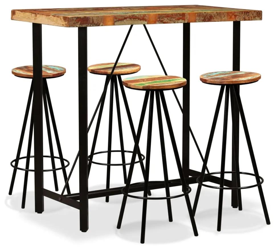 Set mobilier de bar, 5 piese, lemn masiv reciclat