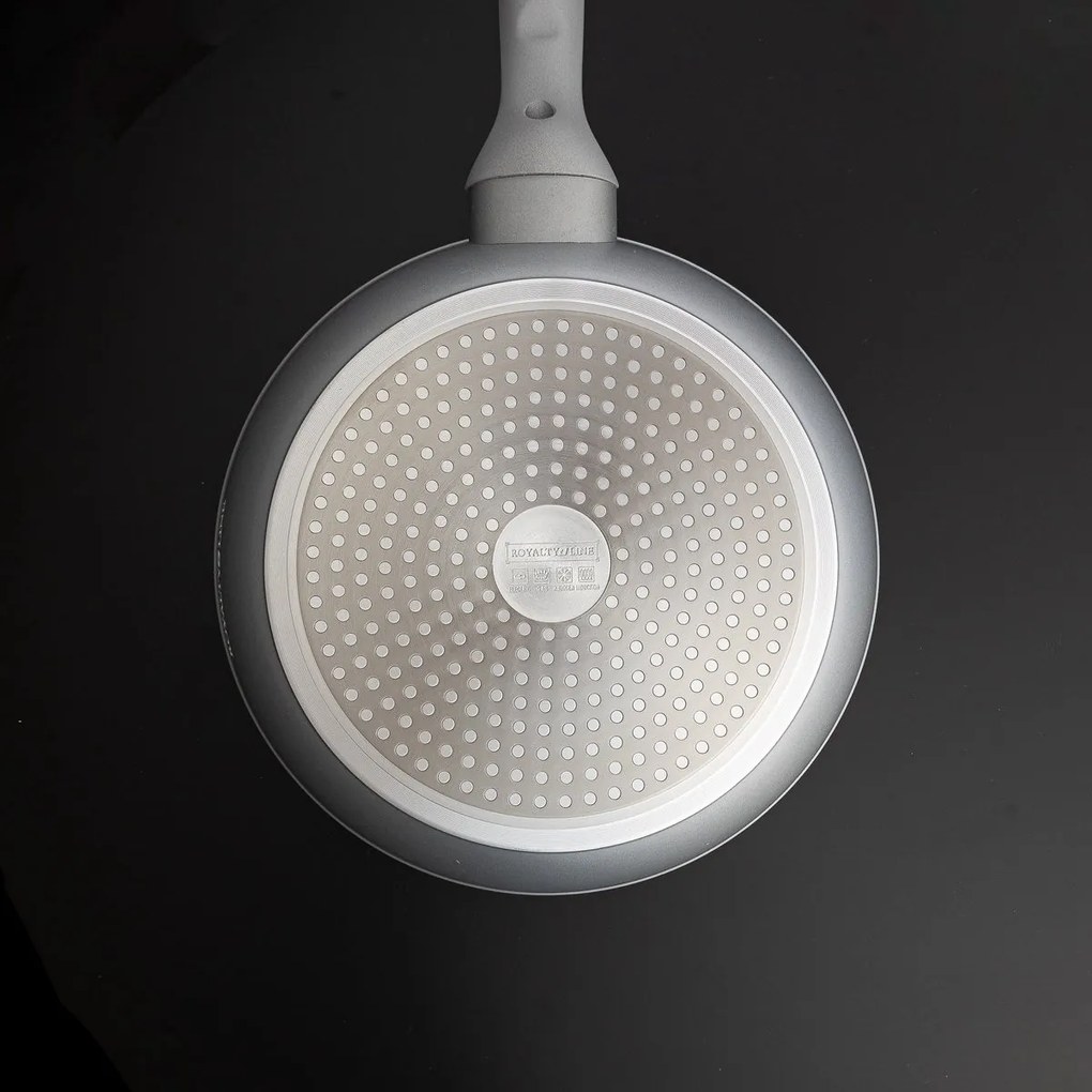 Set oale si tigai Royalty Line T010-Silver, Aluminiu, 10 piese, Acoperire marmura, Argintiu