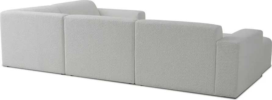 Colțar alb cu tapițerie din stofă bouclé (în formă de "U") Roxy – Scandic