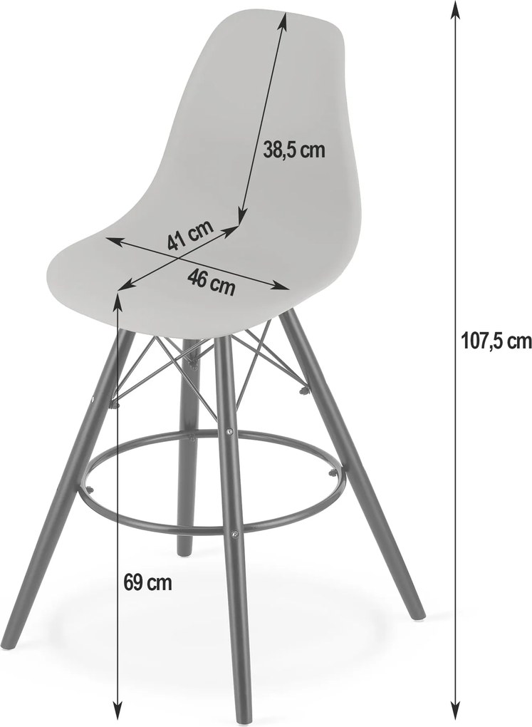 OFERTA Scaun de bar negru CARBRY LAMAL cu picioare negre II. calitate