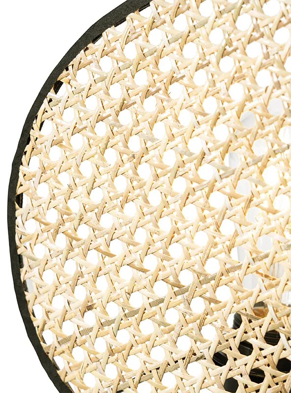 Lampă de masă rustică neagră cu ratan 25 cm - Kata
