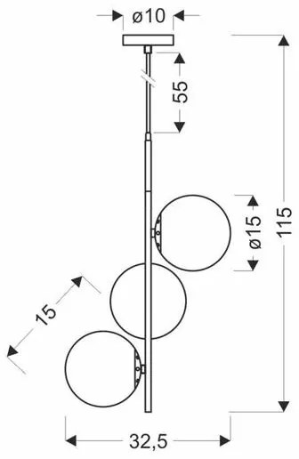 Lustră pe cablu DUO 3xE14/40W/230V aurie/neagră