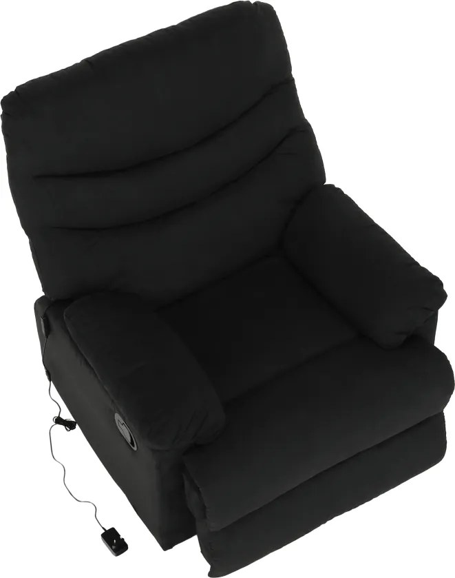 Fotoliu reglabil masaj, material textil catifea negru, LAMBERT